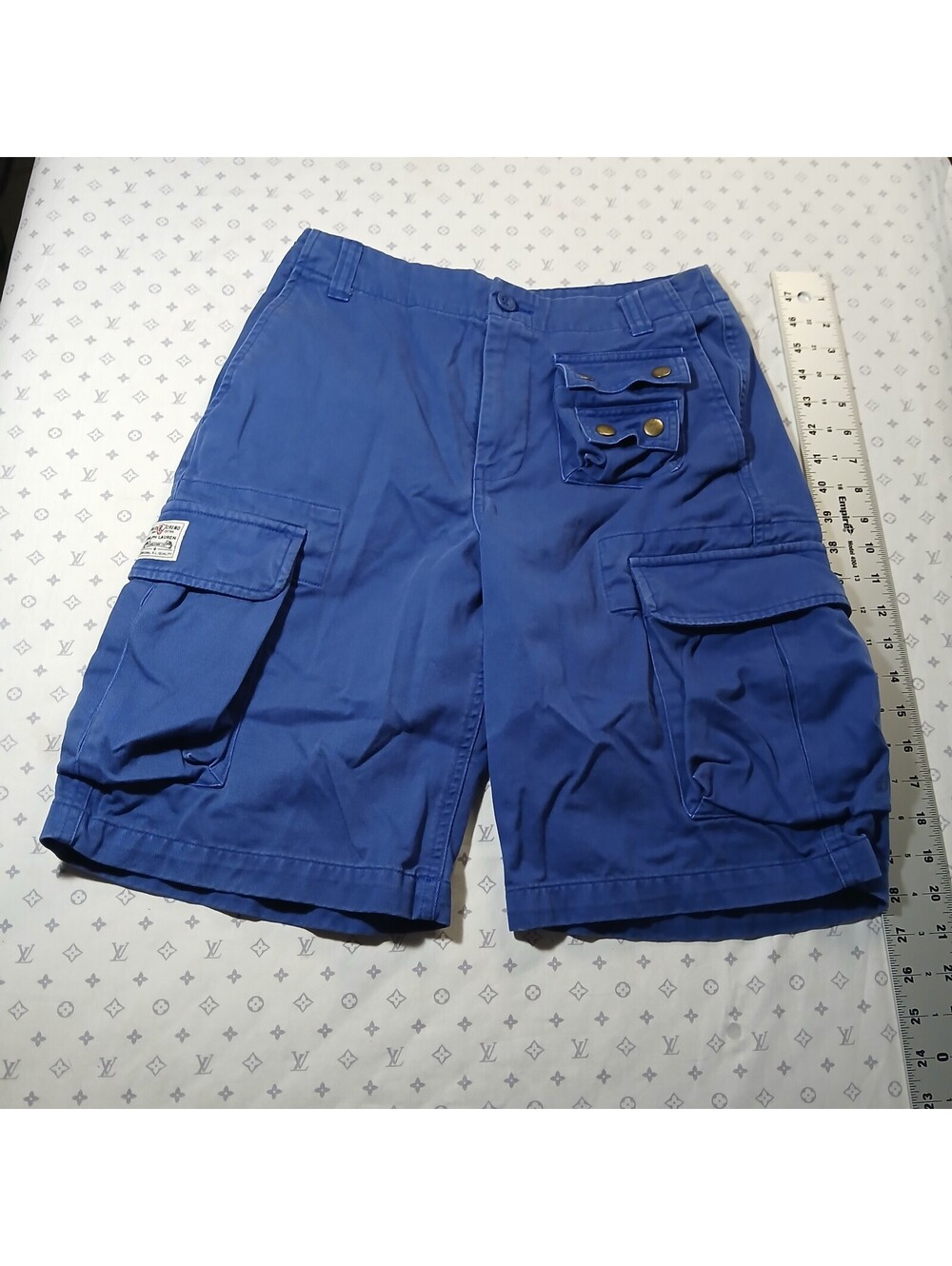 Polo Ralph Lauren Vintage Streetwear Cargo Shorts Blue Cotton Men's 14 Youth